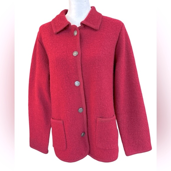 Appleseed’s Women’s Wool Jacket Size‎ Medium Button Front Dark Red - Picture 1 of 7